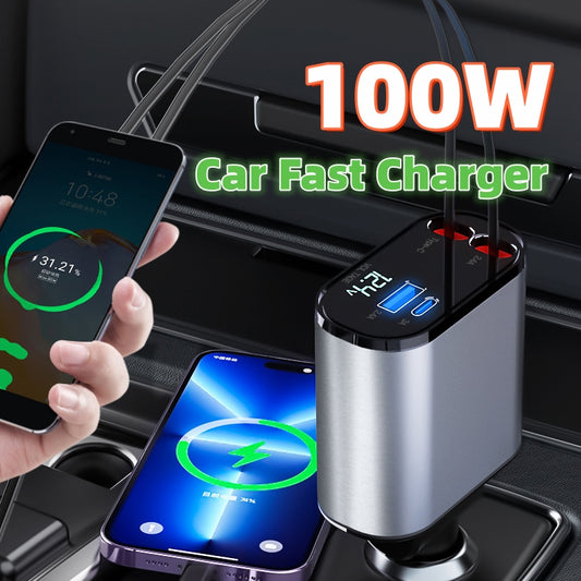 Wavey Metal Car Fast Charger 100W